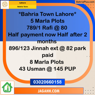 Residential Plot for Sale in Sector E - Rafi Block -  Bahria Town, Lahore - (BP-172031)