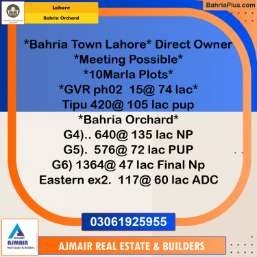 Residential Plot for Sale in Phase 4 - G4 Block -  Bahria Orchard, Lahore - (BP-172070)