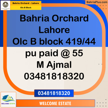 Residential Plot for Sale in OLC-B Block -  Bahria Orchard, Lahore - (BP-172087)