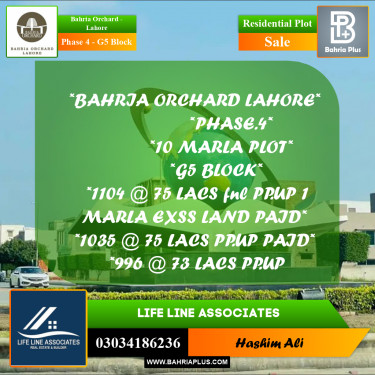 Residential Plot for Sale in Phase 4 - G5 Block -  Bahria Orchard, Lahore - (BP-172130)