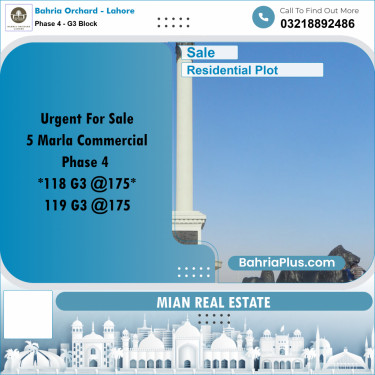 Residential Plot for Sale in Phase 4 - G3 Block -  Bahria Orchard, Lahore - (BP-172132)