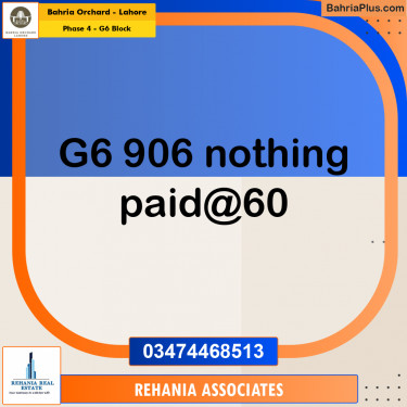 Residential Plot for Sale in Phase 4 - G6 Block -  Bahria Orchard, Lahore - (BP-172178)
