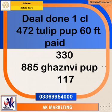 Residential Plot for Sale in Sector C - Tulip Block -  Bahria Town, Lahore - (BP-172231)