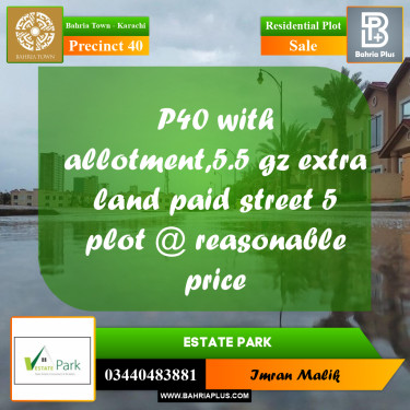 Residential Plot for Sale in Precinct 40 -  Bahria Town, Karachi - (BP-172259)