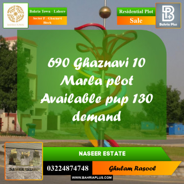 Residential Plot for Sale in Sector F - Ghaznavi Block -  Bahria Town, Lahore - (BP-172307)