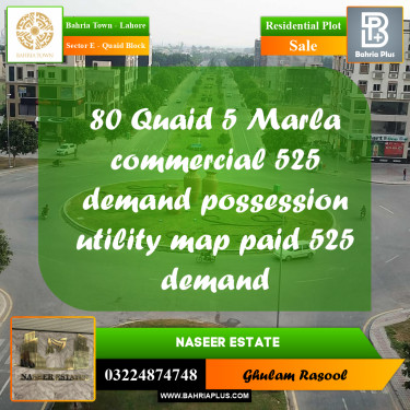 Residential Plot for Sale in Sector E - Quaid Block -  Bahria Town, Lahore - (BP-172352)