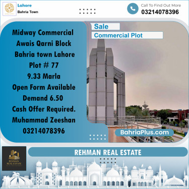 Commercial Plot for Sale in Midway Commercial -  Bahria Town, Lahore - (BP-172421)