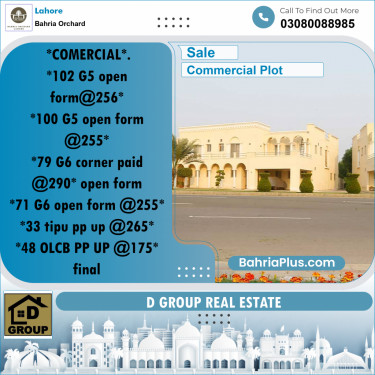 Commercial Plot for Sale in Phase 4 - G5 Block -  Bahria Orchard, Lahore - (BP-172503)