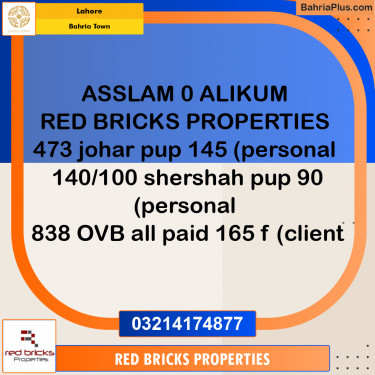 Residential Plot for Sale in Sector E - Johar Block -  Bahria Town, Lahore - (BP-172515)