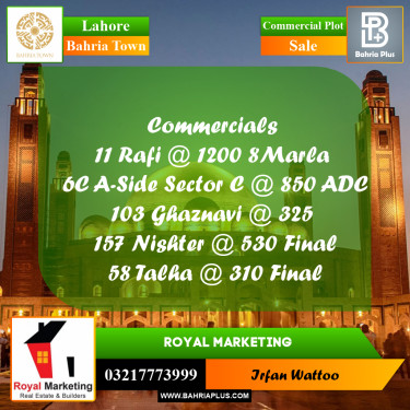 Commercial Plot for Sale in Sector C - B Side -  Bahria Town, Lahore - (BP-172545)