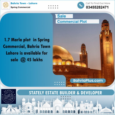 Commercial Plot for Sale in Spring Commercial -  Bahria Town, Lahore - (BP-172550)