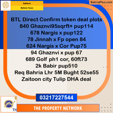 Residential Plot for Sale in Sector F - Ghaznavi Block -  Bahria Town, Lahore - (BP-172566)