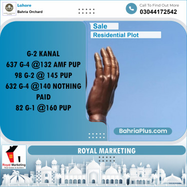 Residential Plot for Sale in Phase 4 - G4 Block -  Bahria Orchard, Lahore - (BP-172654)