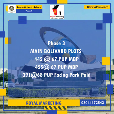 Residential Plot for Sale in Phase 3 -  Bahria Orchard, Lahore - (BP-172745)