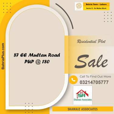 Residential Plot for Sale in Sector D - EE Multan Block -  Bahria Town, Lahore - (BP-172753)