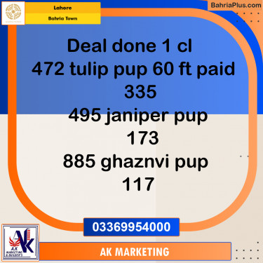 Residential Plot for Sale in Sector C - Tulip Block -  Bahria Town, Lahore - (BP-172756)