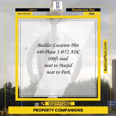 Residential Plot for Sale in Phase 3 -  Bahria Orchard, Lahore - (BP-172765)