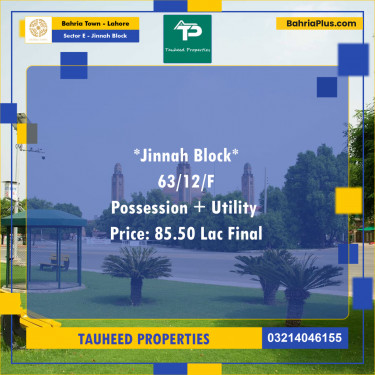 Residential Plot for Sale in Sector E - Jinnah Block -  Bahria Town, Lahore - (BP-172800)