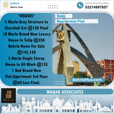 Residential Plot for Sale in Sector F - Shershah Block -  Bahria Town, Lahore - (BP-172832)