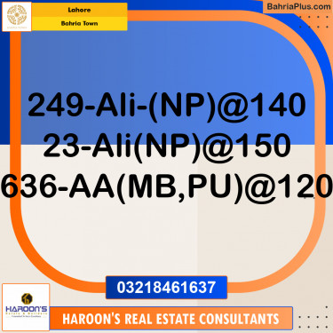 Residential Plot for Sale in Sector B - Ali Block -  Bahria Town, Lahore - (BP-172848)