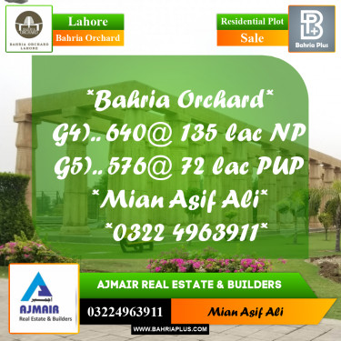 Residential Plot for Sale in Phase 4 - G4 Block -  Bahria Orchard, Lahore - (BP-172878)