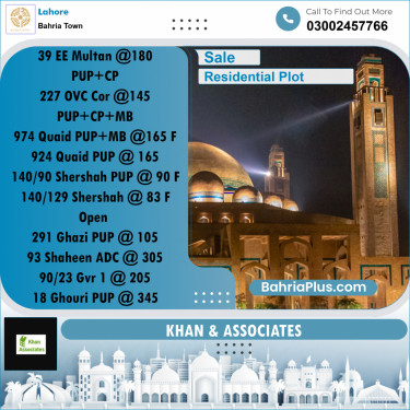 Residential Plot for Sale in Sector D - EE Multan Block -  Bahria Town, Lahore - (BP-172892)