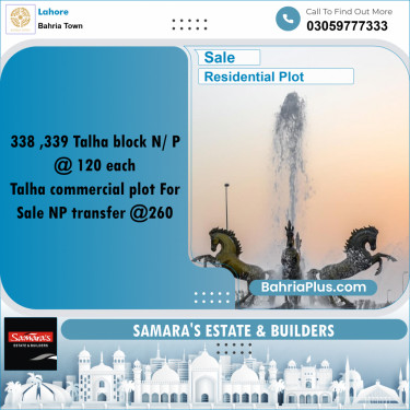 Residential Plot for Sale in Sector F - Talha Block -  Bahria Town, Lahore - (BP-172932)