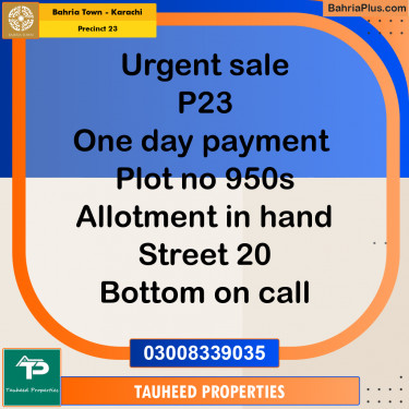 125 Sq. Yards Residential Plot for Sale in Precinct 23 -  Bahria Town, Karachi - (BP-172967)