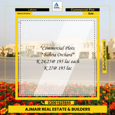 Commercial Plot for Sale in Phase 2 - K Block Commercial -  Bahria Orchard, Lahore - (BP-172976)
