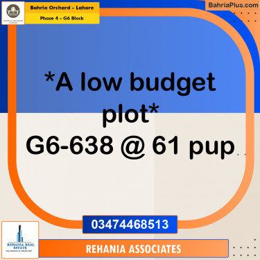 Residential Plot for Sale in Phase 4 - G6 Block -  Bahria Orchard, Lahore - (BP-172984)