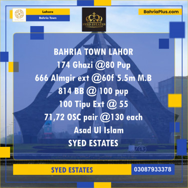 Residential Plot for Sale in Sector F - Ghazi Block -  Bahria Town, Lahore - (BP-173011)