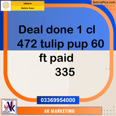Residential Plot for Sale in Sector C - Tulip Block -  Bahria Town, Lahore - (BP-173021)