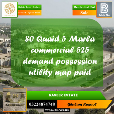 Residential Plot for Sale in Sector E - Quaid Block -  Bahria Town, Lahore - (BP-173030)