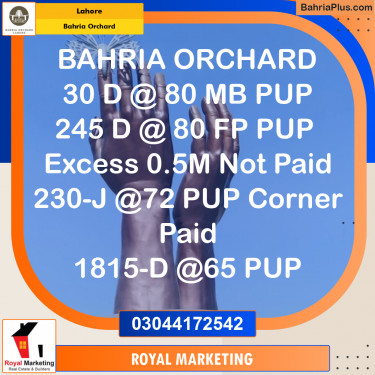 Residential Plot for Sale in Phase 2 - D Block -  Bahria Orchard, Lahore - (BP-173117)