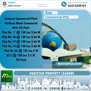 Commercial Plot for Sale in Phase 1 - Northern Ext. Commercial -  Bahria Orchard, Lahore - (BP-173145)
