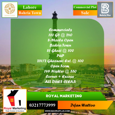 Commercial Plot for Sale in Phase 4 - G5 Commercial -  Bahria Orchard, Lahore - (BP-173148)