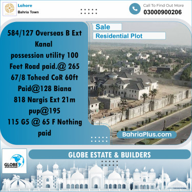 Residential Plot for Sale in Overseas B -  Bahria Town, Lahore - (BP-173171)