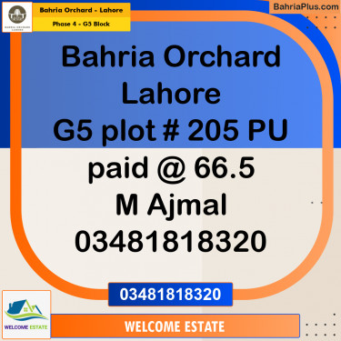 Residential Plot for Sale in Phase 4 - G5 Block -  Bahria Orchard, Lahore - (BP-173190)
