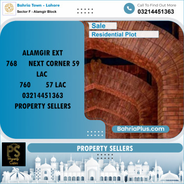 Residential Plot for Sale in Sector F - Alamgir Block -  Bahria Town, Lahore - (BP-173216)