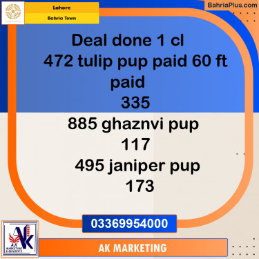 Residential Plot for Sale in Sector C - Tulip Block -  Bahria Town, Lahore - (BP-173239)