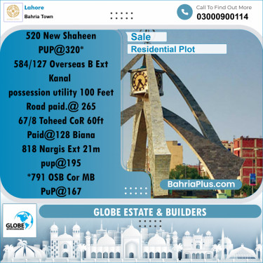 Residential Plot for Sale in Sector B - New Shaheen Block -  Bahria Town, Lahore - (BP-173265)