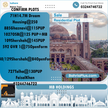Residential Plot for Sale in Sector F - Ghaznavi Block -  Bahria Town, Lahore - (BP-173318)