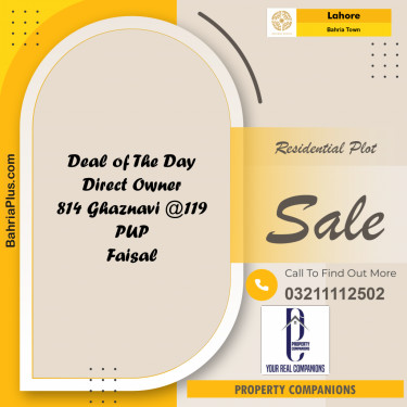 Residential Plot for Sale in Sector F - Ghaznavi Block -  Bahria Town, Lahore - (BP-173326)