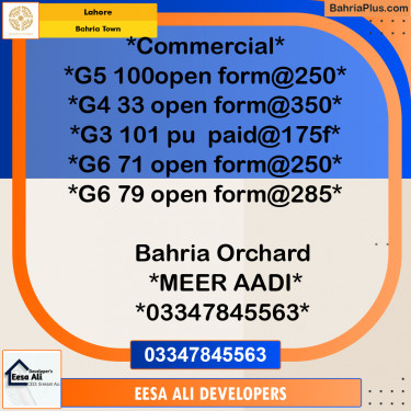 Residential Plot for Sale in Phase 4 - G5 Commercial -  Bahria Orchard, Lahore - (BP-173333)