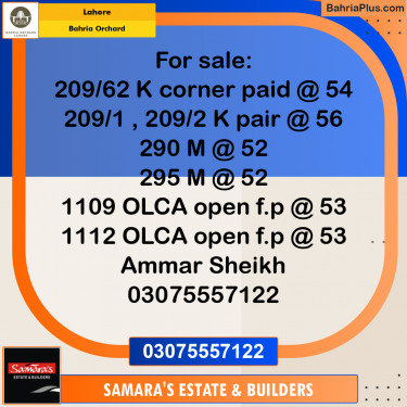 Residential Plot for Sale in Phase 2 - K Block -  Bahria Orchard, Lahore - (BP-173339)