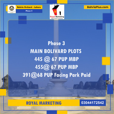 Residential Plot for Sale in Phase 3 -  Bahria Orchard, Lahore - (BP-173363)