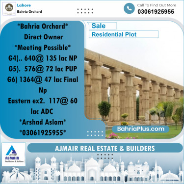 Residential Plot for Sale in Phase 4 - G4 Block -  Bahria Orchard, Lahore - (BP-173368)