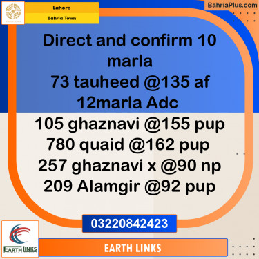 Residential Plot for Sale in Sector F - Tauheed Block -  Bahria Town, Lahore - (BP-173382)