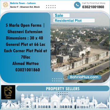 Residential Plot for Sale in Sector F - Ghaznavi Ext. Block -  Bahria Town, Lahore - (BP-173393)