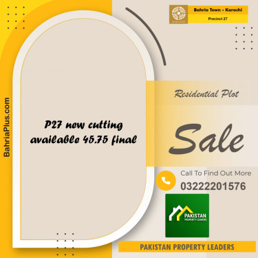 Residential Plot for Sale in Precinct 27 -  Bahria Town, Karachi - (BP-173442)